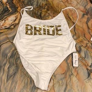 NWT White Bride Bachlorette One Piece Bathing Suit